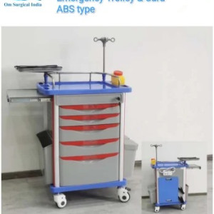 Om SurgicalIndia Blue Abs Medicine Trolley, For Hospital & Clinic Etc., Size: 750x530x910